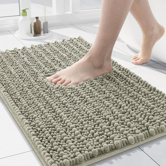 Arotive Luxury Chenille Bathroom Rug Mat, Extra Soft Thick Absorbent Shaggy Bath Rugs, Non-Slip Machine Wash Dry, Plush Bath Mats for Bathroom, Shower and Tub, 24x16, Warm Taupe