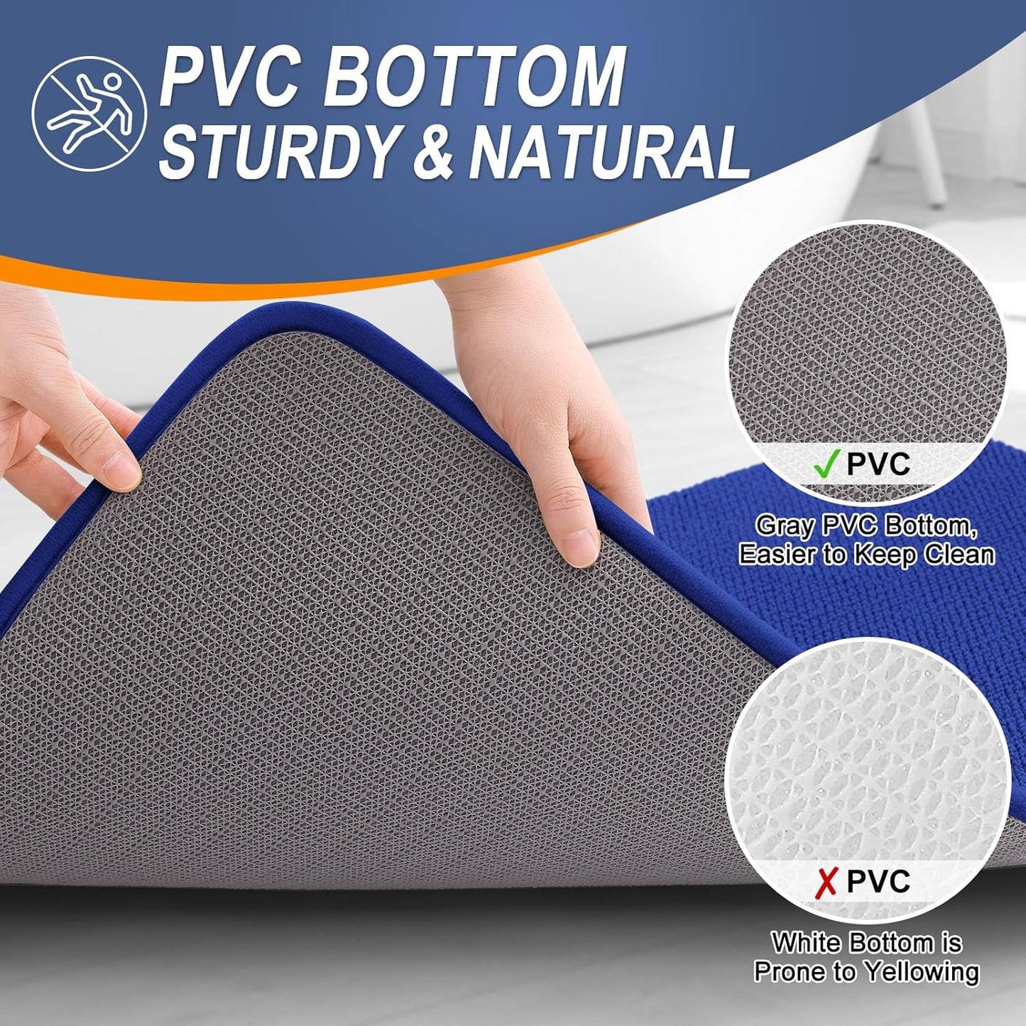 OLANLY Thick Memory Foam Bath Mat Rug 30x20, Extra Soft Absorbent Bathroom Rug, Quick Dry Bath Mats, Non-Slip, Machine Washable Carpet for Bathroom, Tub and Shower, Home Decor Accessories, Royal Blue