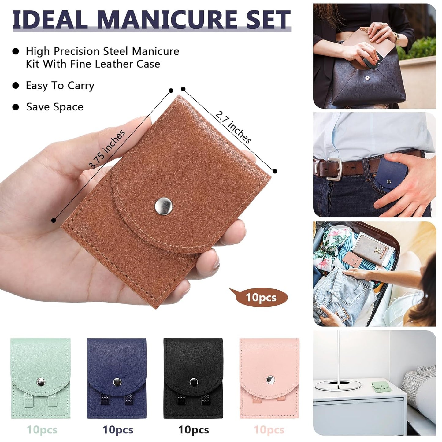 Geosar 50 Set Travel Manicure Kit Nail Clippers Pedicure Professional Nail Care Tools Stainless Steel Grooming Set with Portable Travel Case Gifts for Mother Father(Multi Colors)