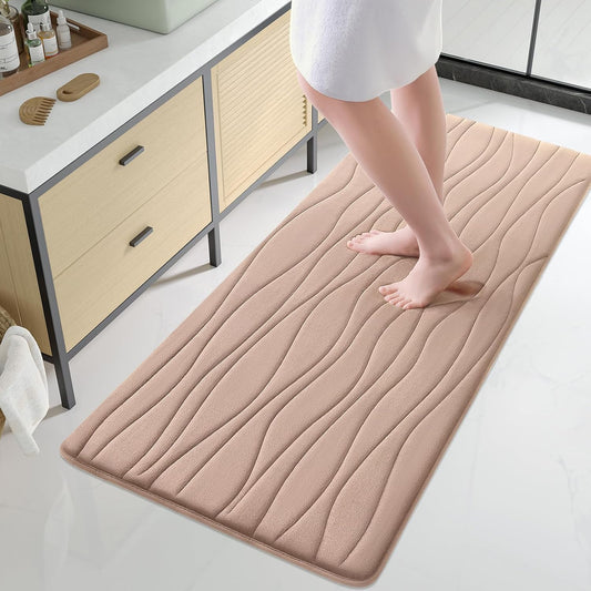 Buganda Memory Foam Bathroom Rug Mat 54x24, Extra Soft and Absorbent Bath Mats, Non-Slip and Machine Washable Bath Rugs for Bathroom Floor,Tub and Shower, Camel