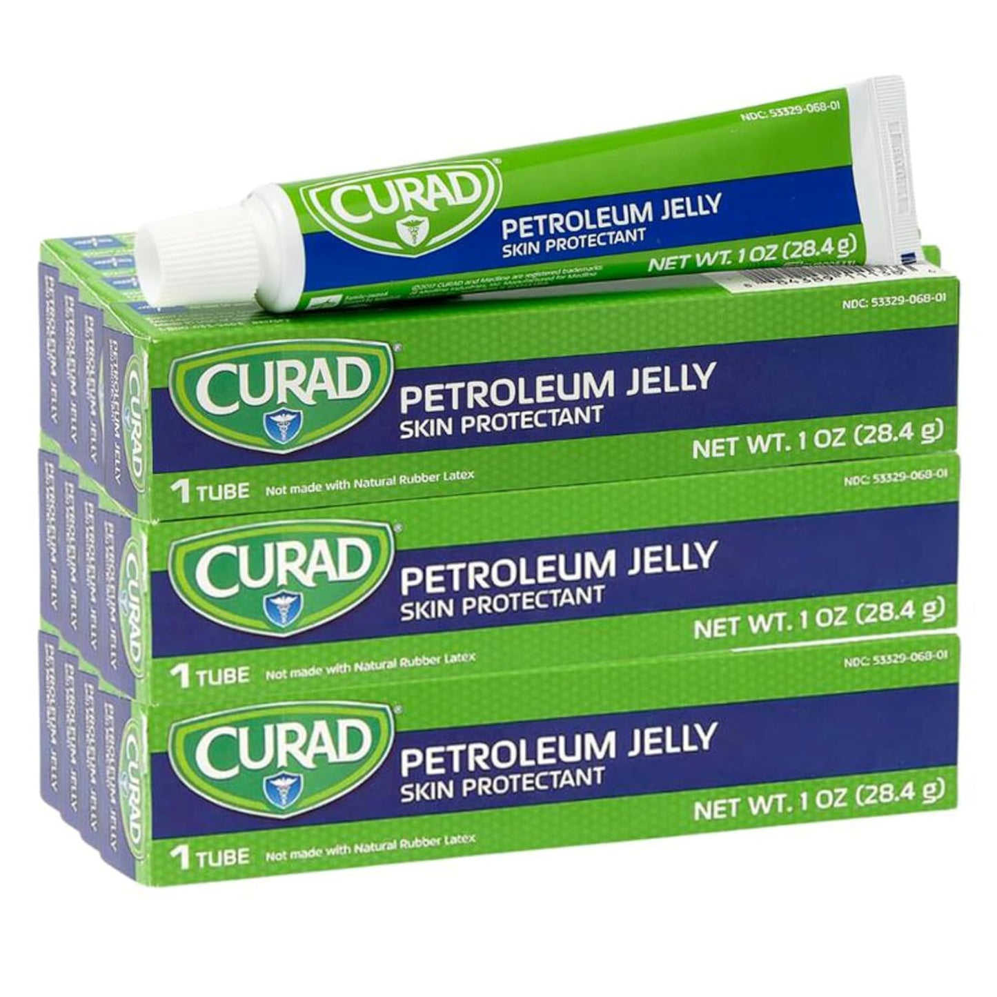 CURAD Petroleum Jelly, Multi-Purpose Skin Protectant, Soothing Relief for Dry Skin, Minor Cuts, Burns, and Chapped Lips, Moisturizing Ointment for Adults and Children,1 oz Tube, Pack of 12