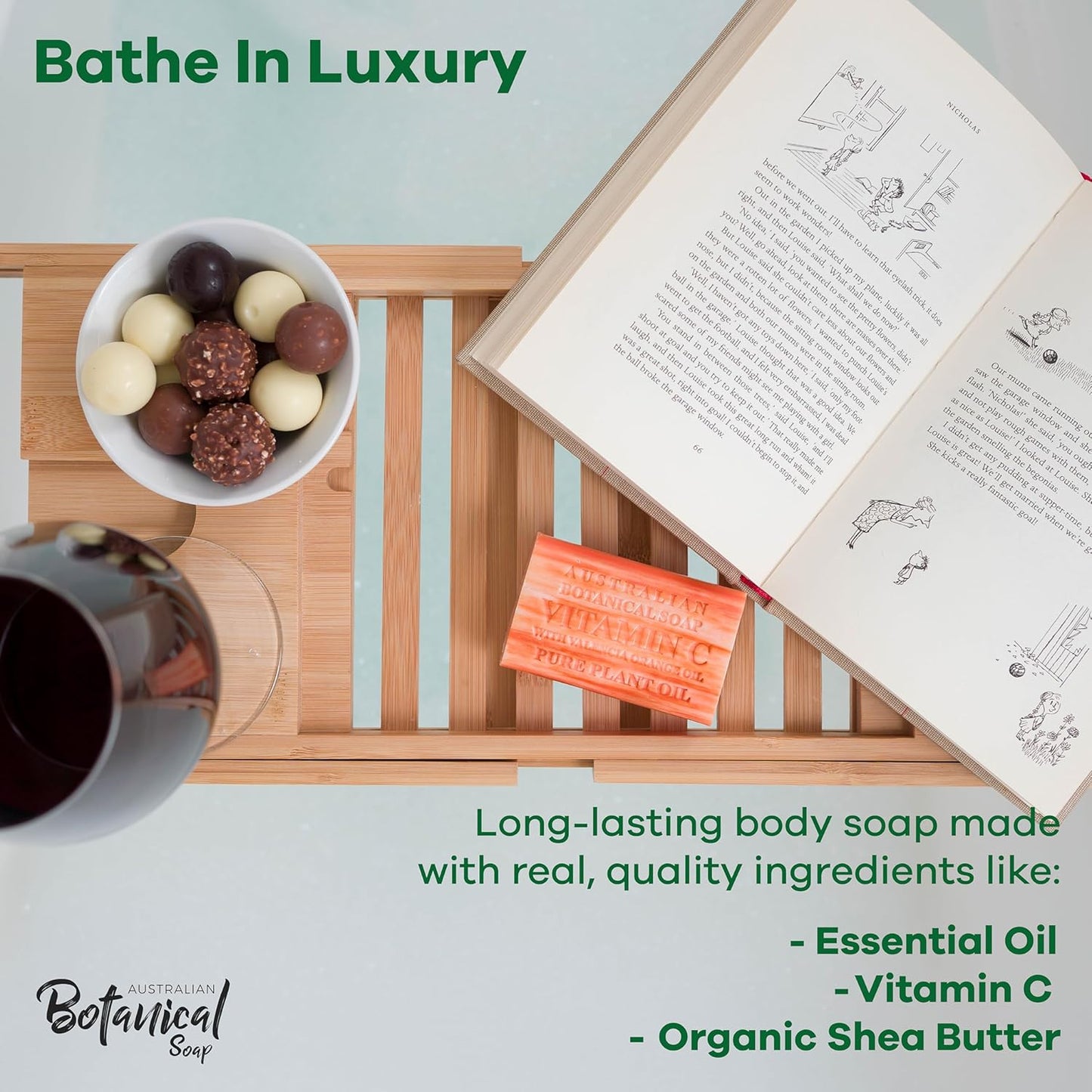 Australian Botanical Soap Vitamin C with Valencia Orange Oil 6.6 oz Luxury Soap Bars Enriched with Shea Butter, Suitable for Men, Women and All Skin Types, Pack of 4