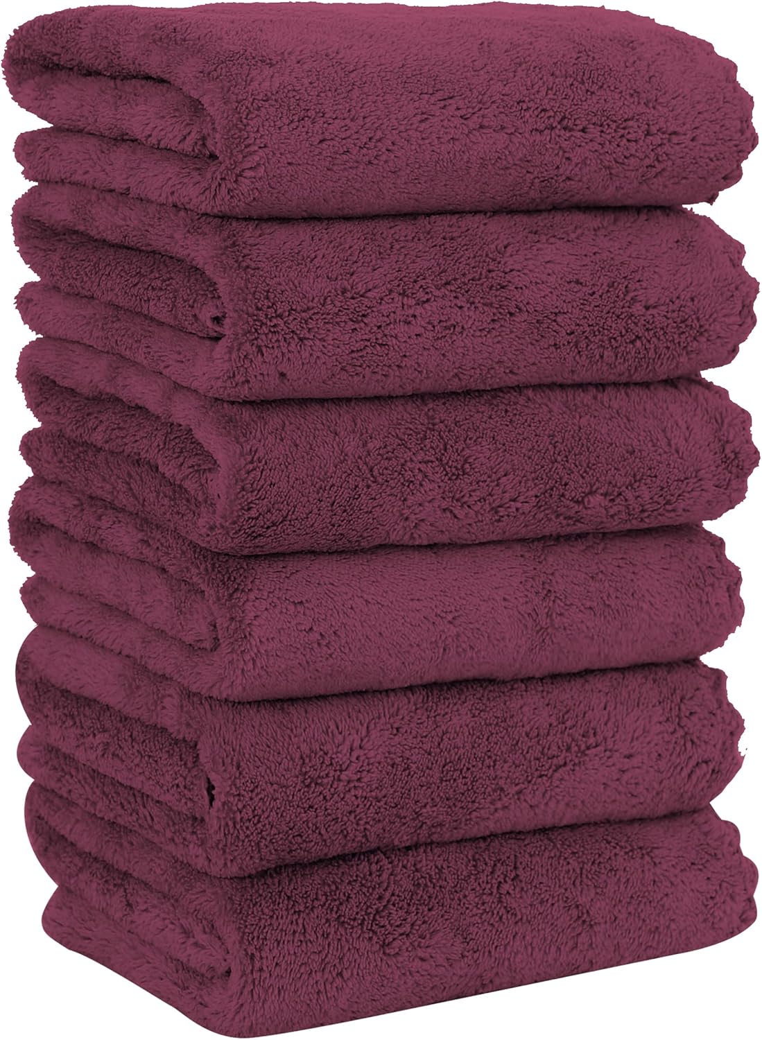 MOONQUEEN 6 Pack Premium Hand Towels - Quick Drying - Microfiber Coral Velvet Highly Absorbent Towels - Multipurpose Use as Hotel, Bathroom, Shower, Spa, Hand Towel 16 x 28 inches (Burgundy)