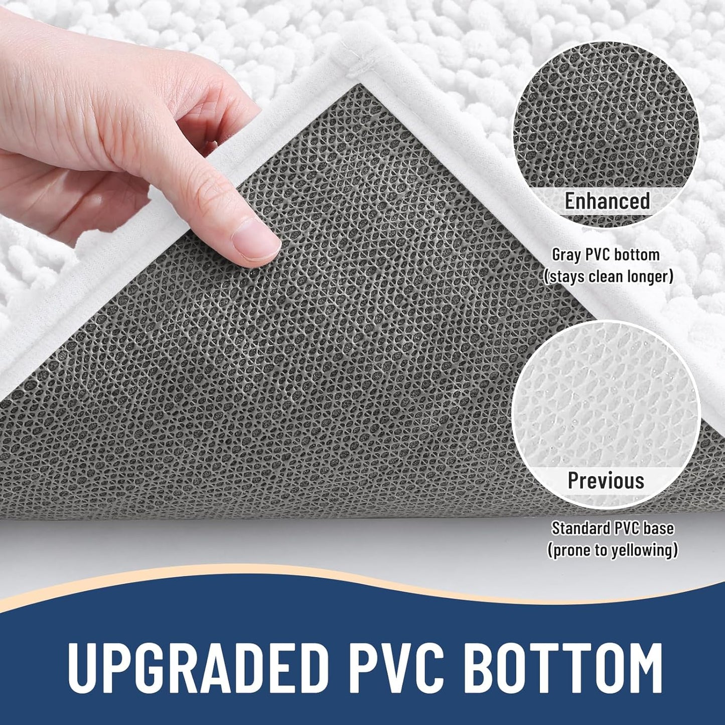 Arotive Luxury Chenille Toilet Rugs U-Shaped, Extra Soft Thick Absorbent Bathroom Mat, Non-Slip Shaggy Plush Contour Rugs, Machine Wash Dry Bath Mat for Toilet Base, 24x20, White