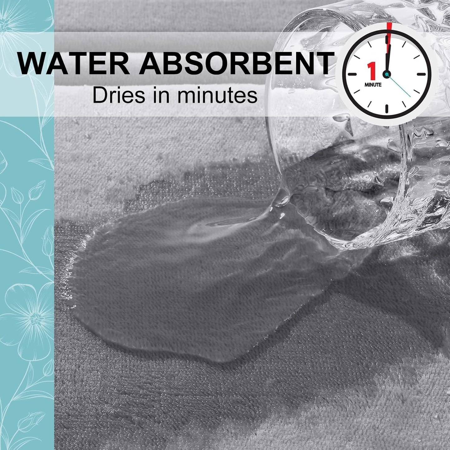 Grandaily Memory Foam Bath Mat Rug 24x16, Ultra Soft, Non-Slip and Absorbent Bathroom Rugs, Machine Wash Dry, Comfortable Bath Carpet for Bathroom Floor, Tub and Shower, Medium Grey