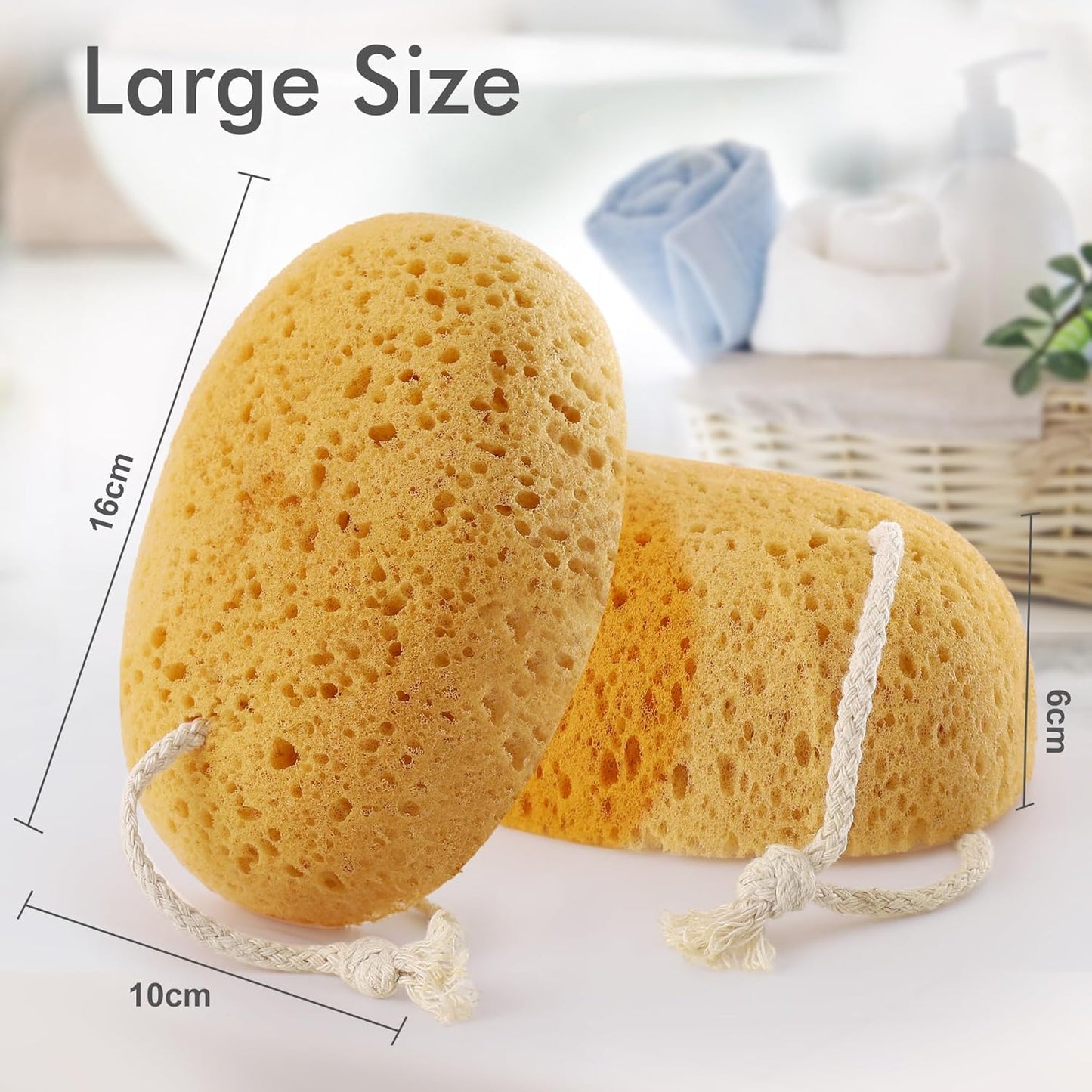 Bath Sponge, 2Pcs Large Shower Sponges for Women Men, Exfoliating Sponge Face Body Puff with Dense Foam for Gentle & Deep Cleansing, Ultra-Soft for Sensitive Dry Skin