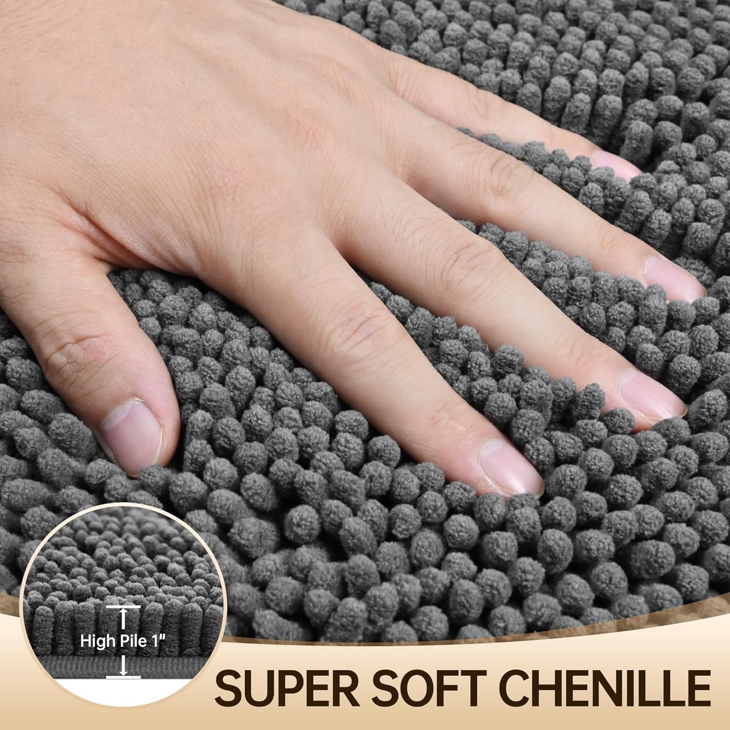 Amyracel Bathroom Rug Mat 24x72, Thick Soft Quick Dry Absorbent Chenille Bath Rug, Rubber Back Non Slip Machine Washable Bath Mat for Bathroom Shower Tub Floor