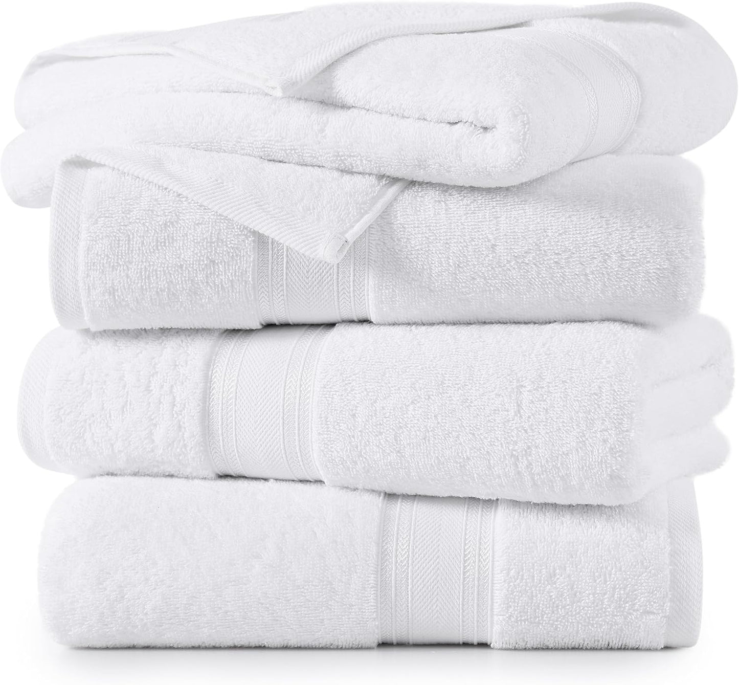 LANE LINEN 100% Cotton 4 Pack Bath Sheets (35"x66") - Zero Twist Cotton - Extra Large Bath Towels Set - Quick Drying, Soft & Absorbent Oversized Bathroom Towel Sets - Hotel Quality - White Towels