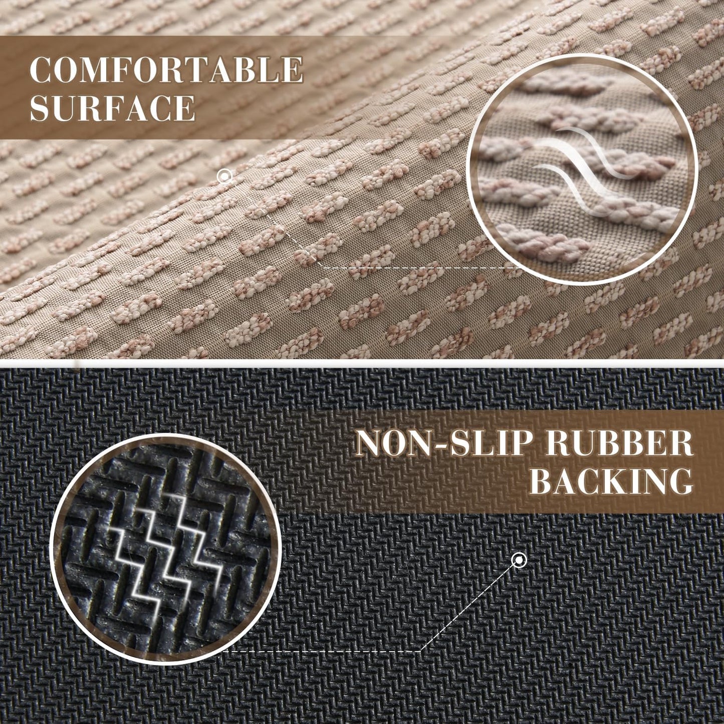 RESARE Non Slip Bath Mat - Machine Washable Bathroom Rugs, Super Absorbent Bath Mat Quick Dry Bathroom Mat, Bath Rugs Ultra Soft Rugs for Bathroom Floor, 17"x30" Beige