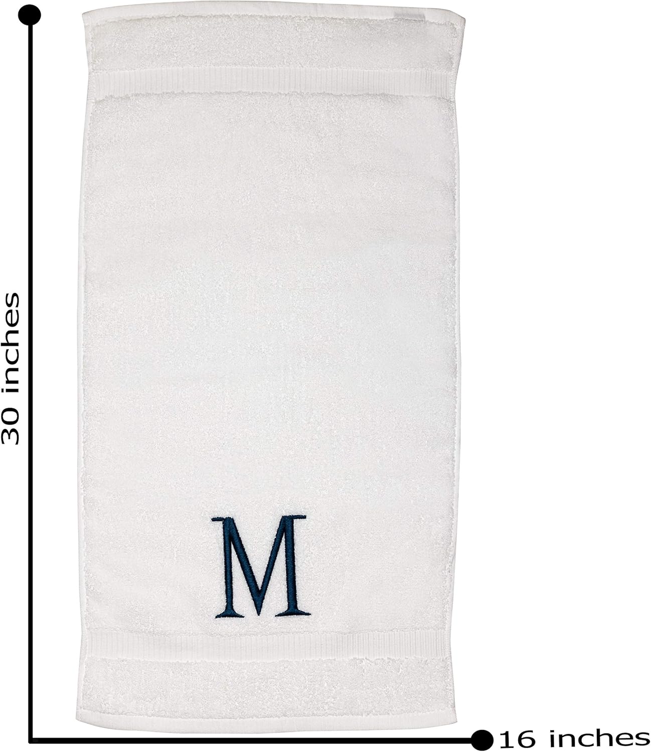 Monogrammed Hand Towels for Bathroom - Luxury Hotel Quality Personalized Initial Decorative Embroidered Bath Towel for Powder Room, Spa - GOTS Organic Certified - Set of 2 Navy Letter M