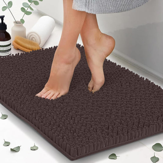Chenille Bath Mats, Plush Absorbent Bath Mats Quick Dry, Soft & Machine Washable, Non Slip Carpet For Bathroom, Thick Bathroom Rugs, Shower Restroom Rug Mat, Alfombras De Baño, Bathrugs Matts, 22"x14"