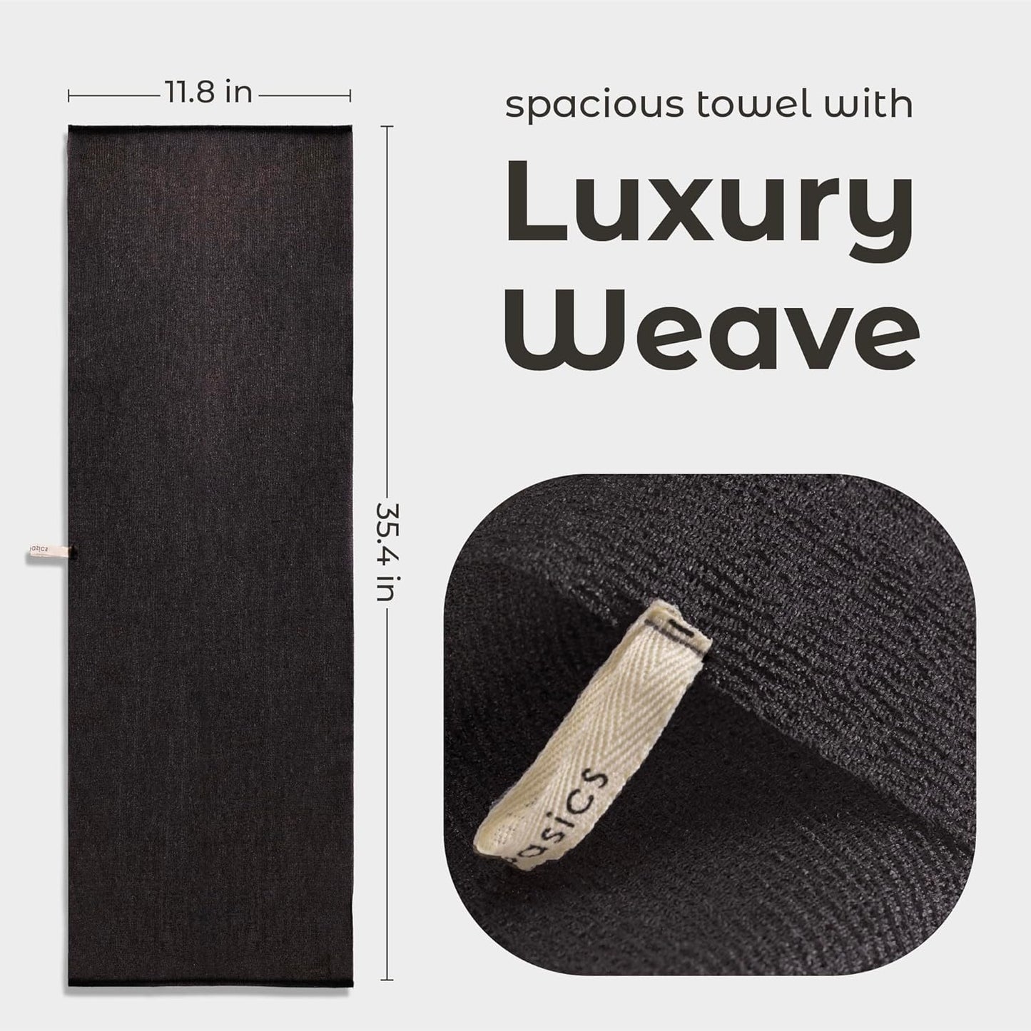 MainBasics Exfoliating Shower Towel - Japanese Nylon Bath Towel and Body Washcloth, Quick-Dry, Durable, Deep Exfoliation (Set of 3, Black Ice)