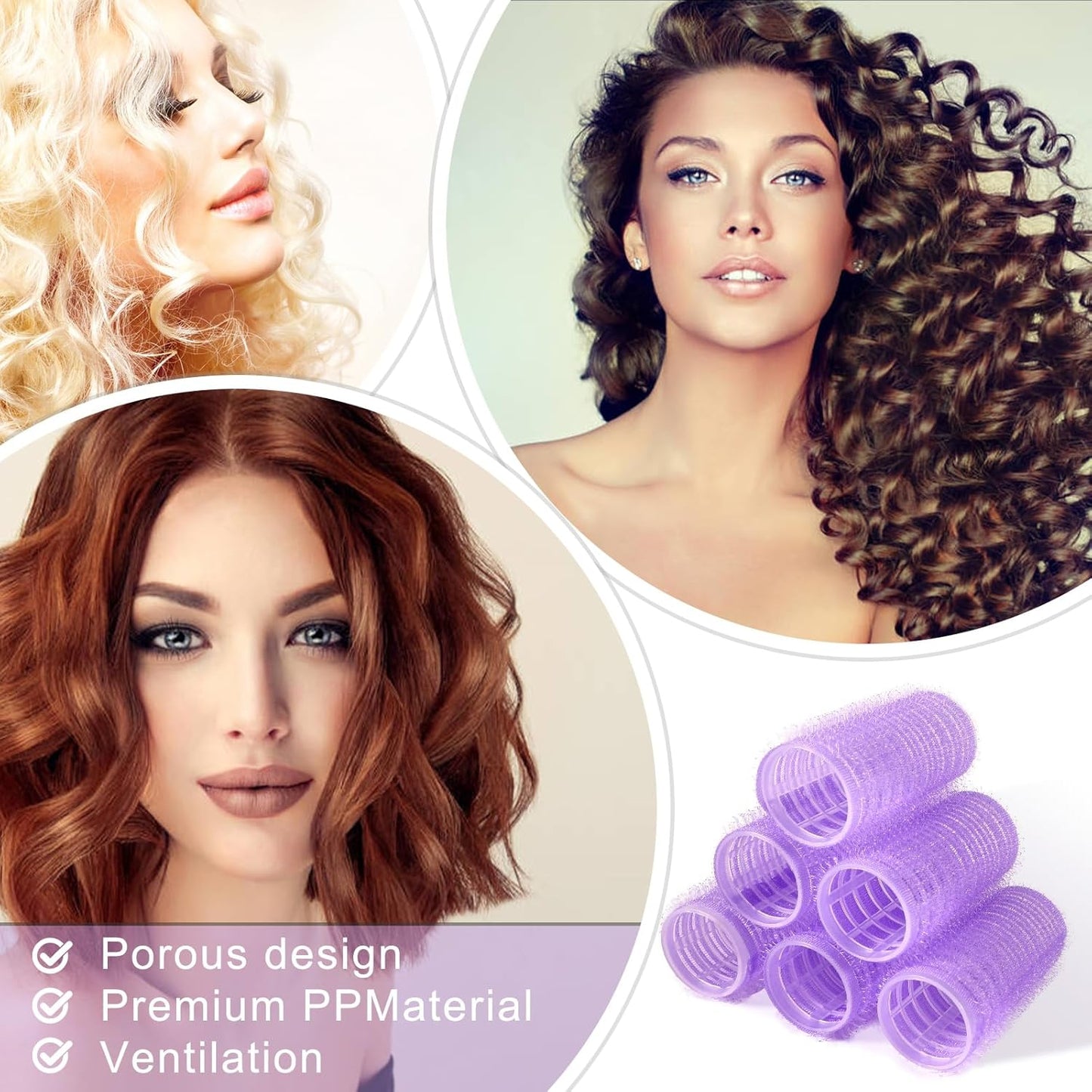 12 Piece Hair Roller Set with Clips, Self Grip Hair Rollers Hair Curler for Long Medium Short Hair, Random Color (2.5cm)