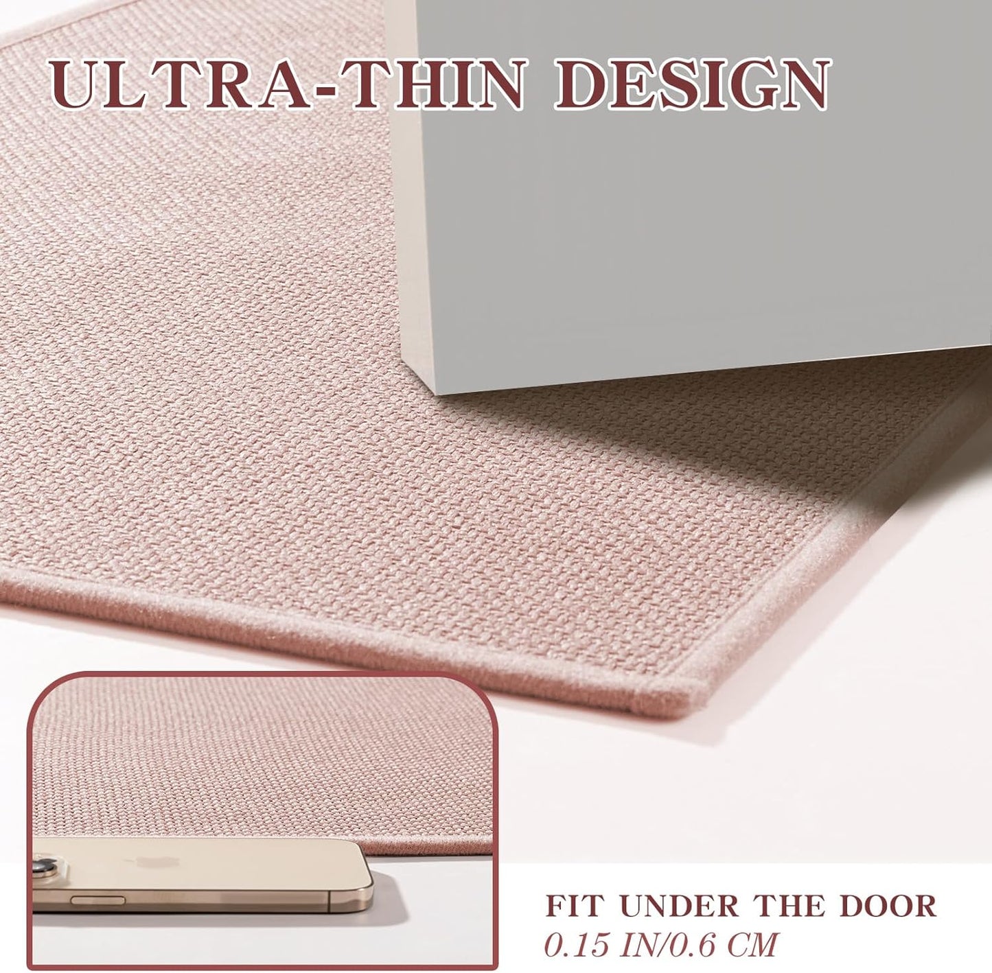 chakme Bathroom Rugs Mat 47x25, Ultra Thin Non Slip Bath Mat Large Quick Dry Absorbent Bath Mat for Bathroom Floor, (Pink, 47"x25")