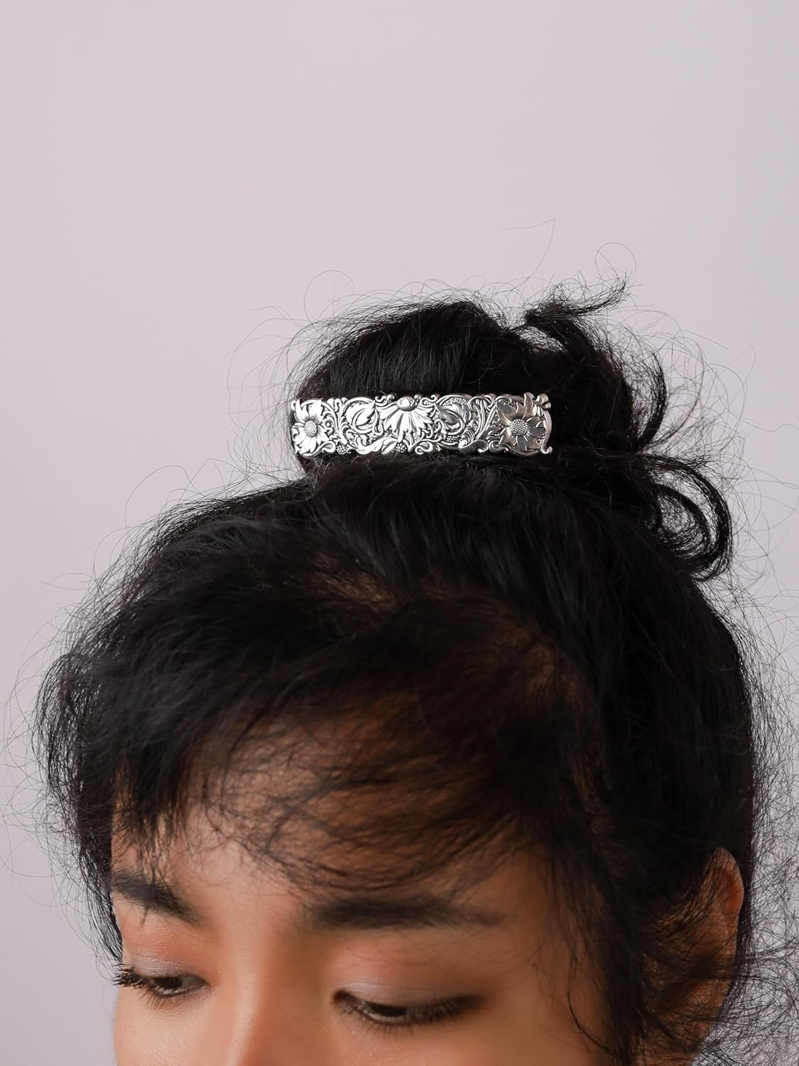 HAQUIL Vintage Flower Rectangular Hairclip, Hair Clip Vintage Viking Celtic Knot Protection Hair Clip, Barrettes Gift for Women Viking Hair Accessories