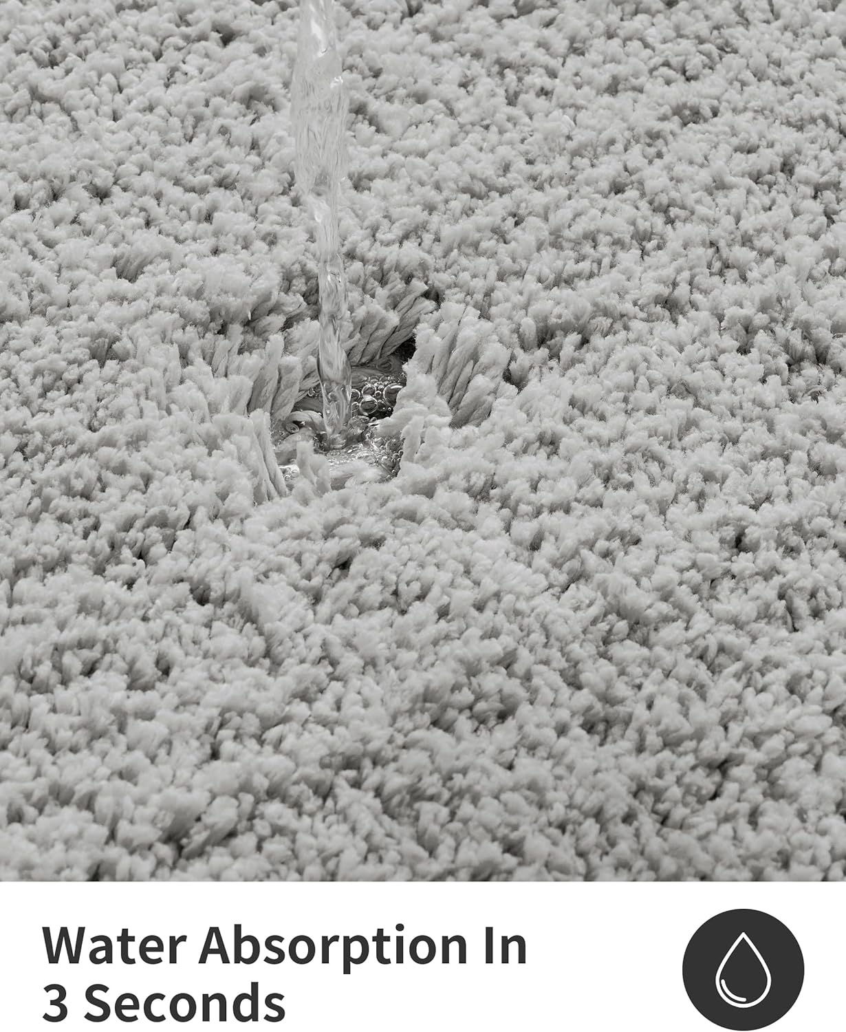 ILANGO Grey Bathroom Rugs 24" × 17" Small Non Slip & Super Absorbent Extra Thick Soft, Washable Bath Mat for Floor, Microfiber Plush Shaggy Bath Rug with Rubber for Bathtub Shower Room Sink