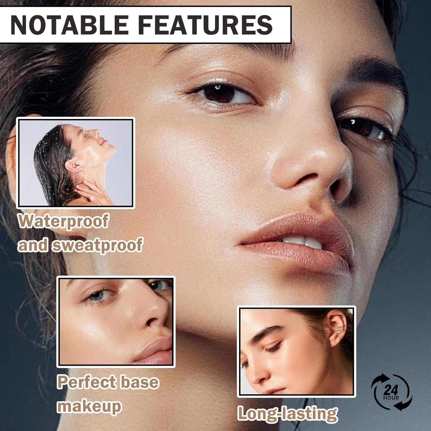 2PCS Color Changing Foundation with SPF 50 +++,Moisturizing Liquid Foundation Makeup Kit with 2 Makeup Sponges,Oil Control Long Lasting Non-greasy Full Coverage Concealer for All Skin Types