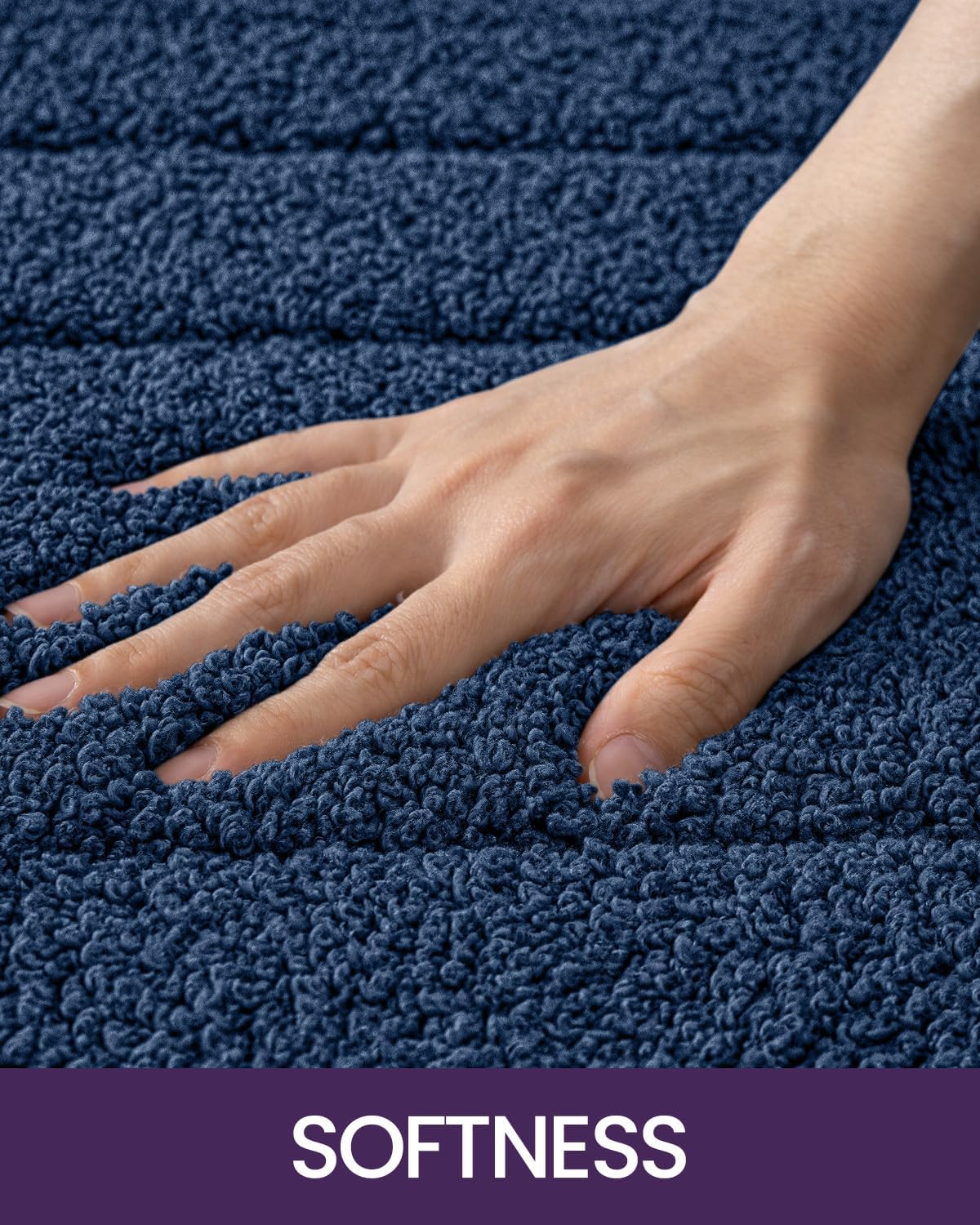 DEXI Bathroom Rug 36x24, Non Slip Washable Bath Mat for Shower Floor, Absorbent Soft Bathmat with Rubber Backing, Quick Dry Microfiber Carpet, Navy