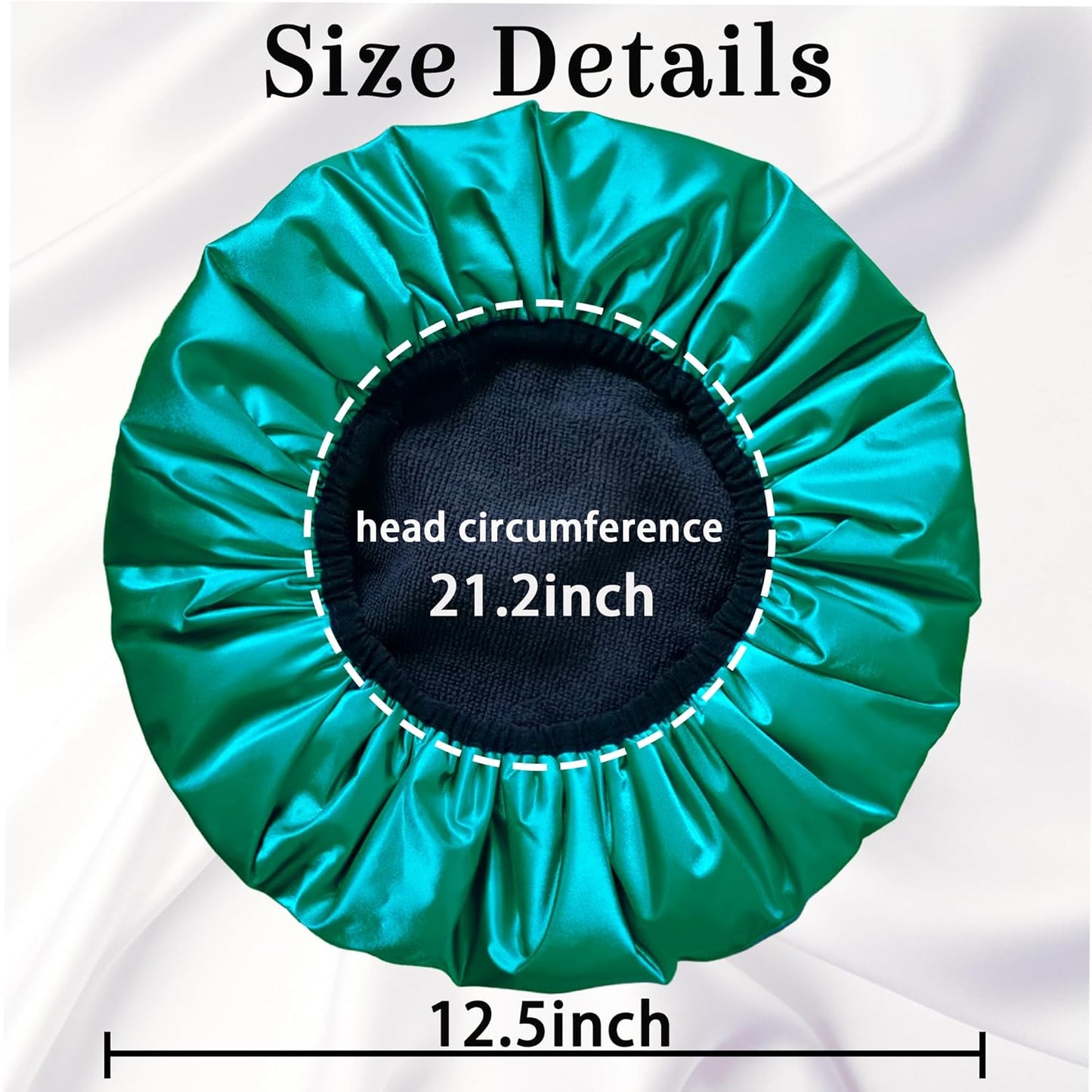 Shower Cap Reusable Waterproof, Terry Lined Shower Caps for Women, Triple Layer Hair Cap for Shower, Large Plastic Shower Cap for Braids Long Hair