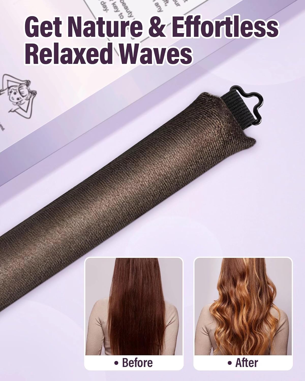 Heatless Hair Curler Overnight Curls-3 Pcs No Heat Curling Blowout Rod to Sleep In,Hair Rollers with Satin Scarf