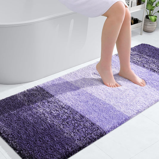 OLANLY Bathroom Runner Rugs 59x24, Extra Soft Absorbent Microfiber Bath Rugs, Rubber Backing, Quick Dry, Machine Washable Bath Mats for Bathroom Floor, Tub and Shower, Home Decor Accessories, Violet