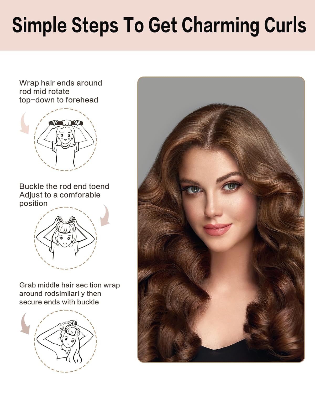 Heatless Curls Overnight Hair Curler - 4 Pcs Curling Rod to Sleep In, Velvet Hair Rollers with Satin Hair Scarf