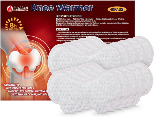 Hot Knee Warmers - 40 Pack Disposable Adhesive Patches for Up to 12 Hours of Safe, Natural Heat, Ideal for Outdoor Activities like Skiing, Hiking & More, Fastest Activation for On-the-Go Warmth.