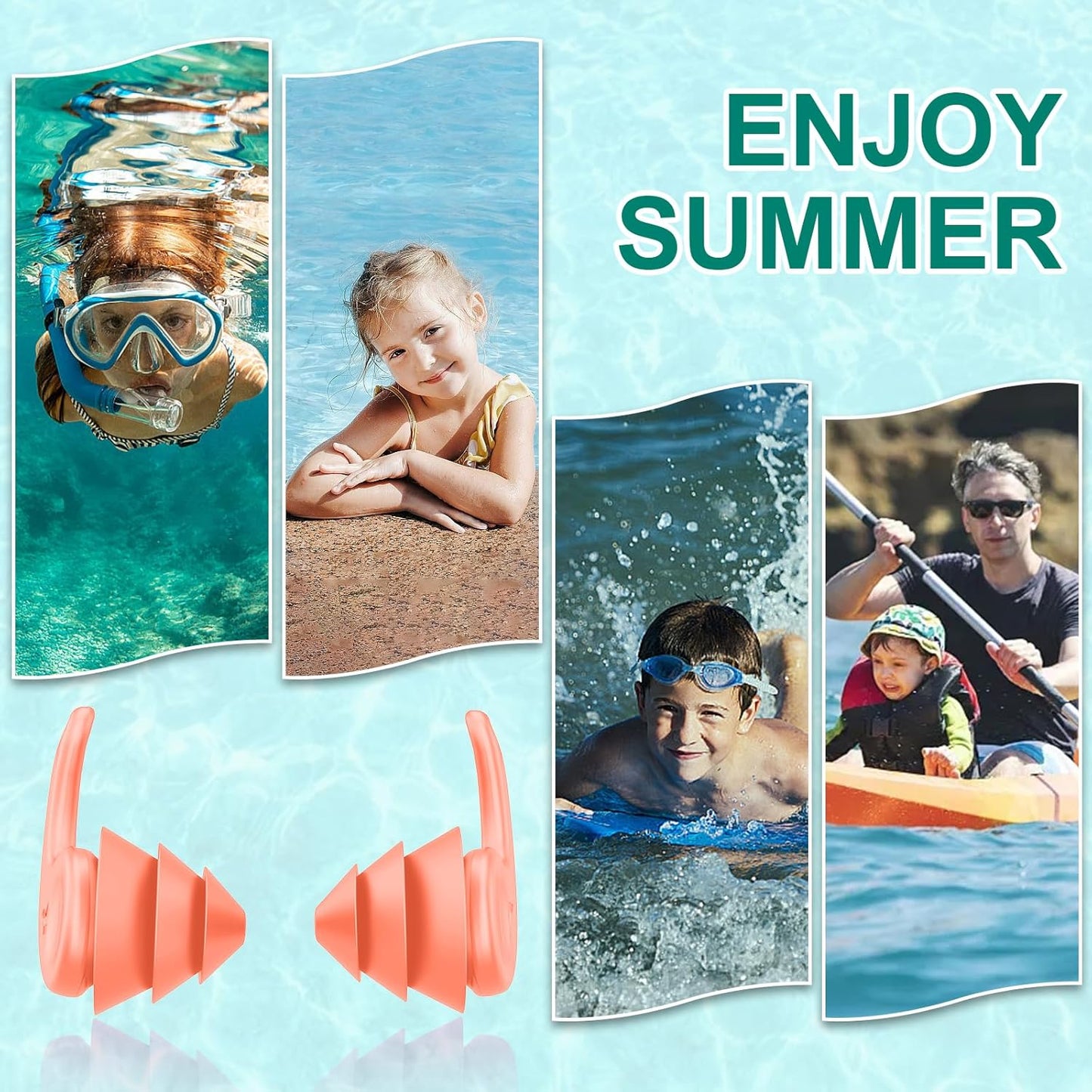 Kids Swimming Ear Plugs,3 Pairs Waterproof Reusable Silicone Child Swim Earplugs for Swimming Surfing Bathing Showering,Small Children Water Ear Plugs Suitable for Boys and Girls (Kids 4-12 Years Old)