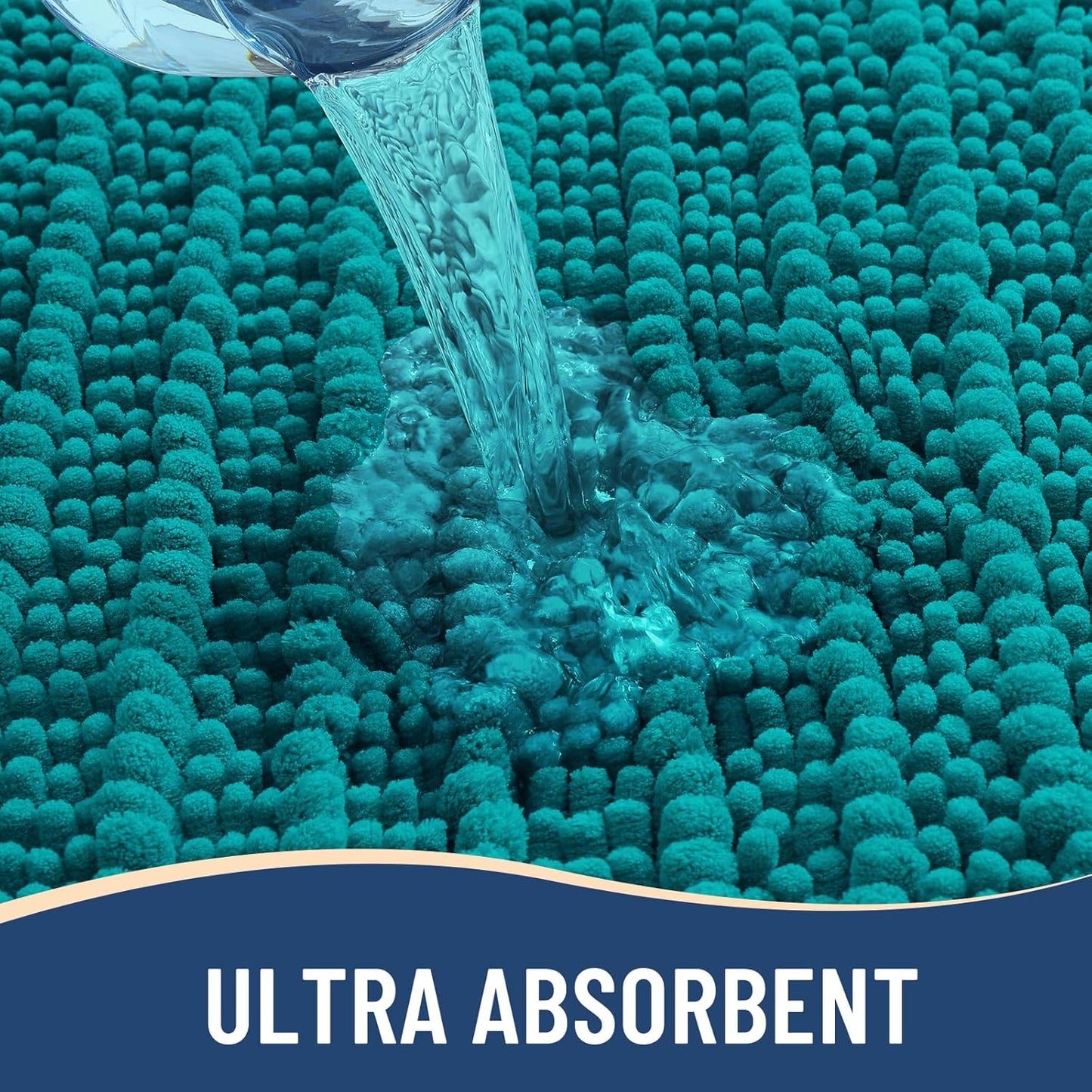 Arotive Luxury Chenille Bathroom Rug Mat, Extra Soft Thick Absorbent Shaggy Bath Rugs, Non-Slip Machine Wash Dry, Plush Bath Mats for Bathroom, Shower and Tub, 30x20, Lake Blue