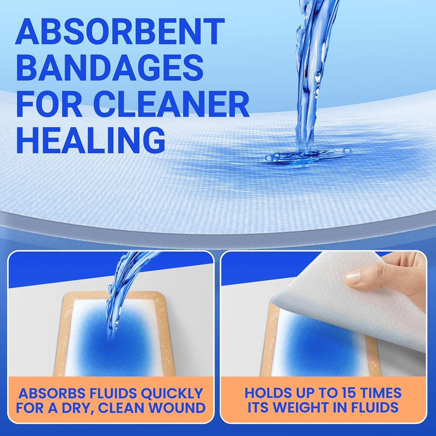 Large Waterproof Bandages 6x6 Silicone Foam Dressing for Sensitive Skin Wound Care, Adhesive Cohesive Pad with Border for First Aid, Post Surgical and Burn, Pressure, Scar Healing (5 PCS)