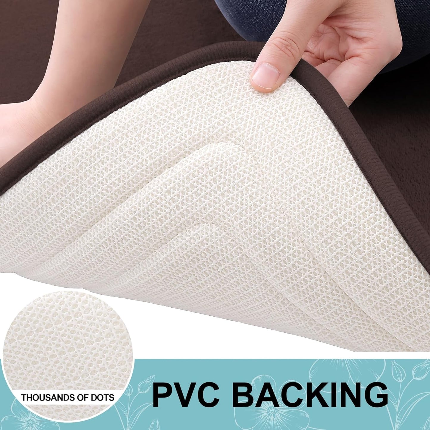 Grandaily Memory Foam Bath Mat Rug 47x20, Ultra Soft, Non-Slip and Absorbent Bathroom Rugs, Machine Wash Dry, Comfortable Bath Carpet for Bathroom Floor, Tub and Shower, Brown