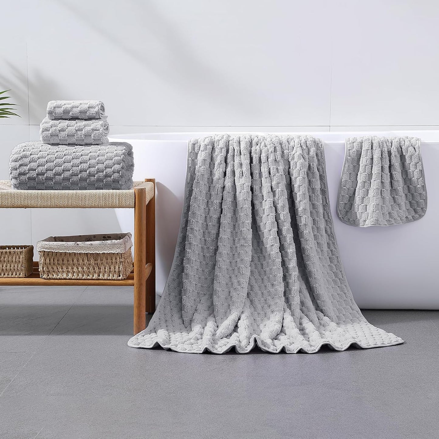 Extra Large Bath Towel Sheet-40x80 Inches Oversized,Super Soft,Quick Dry,Microfiber Shower Towels Highly Absorbent,Plush Bathroom Towels for Adults, Premium Quality (Gary, 2PCS)