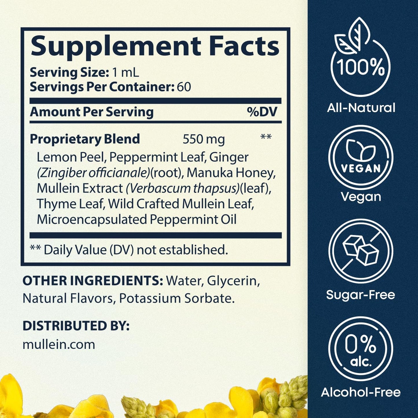 BREATHE 8-IN-1 Mullein Drops for Lungs & Airways (2 fl. oz.): Peppermint, Thyme, & Mullein Leaf Extract for Lungs Detox for Smokers - Break up Mucus & Breathe Clear - GMO-Free & Made in USA