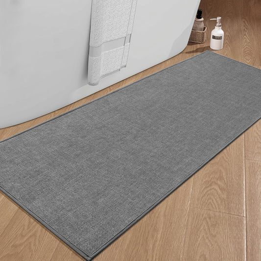 chakme Bathroom Rugs Mat 59x25, Ultra Thin Non Slip Bath Mat Large Quick Dry Absorbent Bath Mat for Bathroom Floor, (Dark Grey, 59"x25")