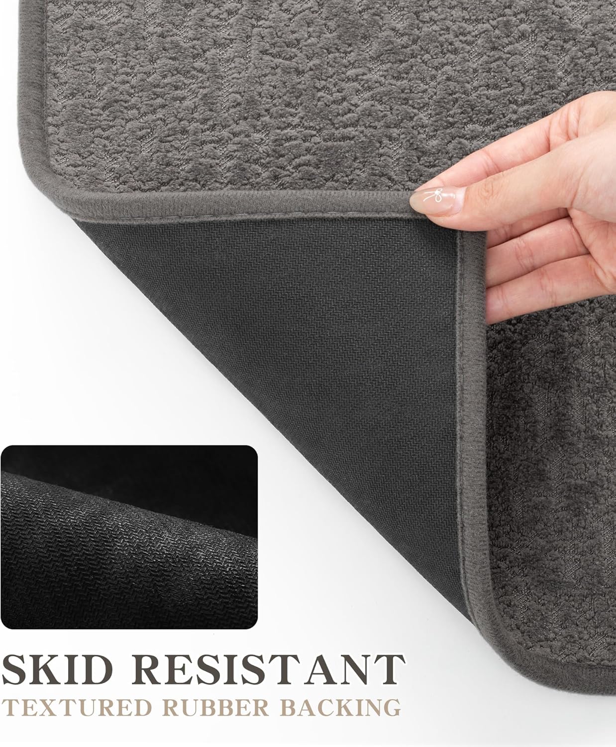 chakme Bathroom Rugs Mat 24x17, Ultra Thin Non Slip Bath Mat Small Quick Dry Absorbent Bath Mat for Bathroom Floor, (Grey, 24"x17")