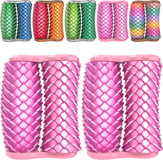 2PCS Little Ouchies Fidget,Dual Roller Fidget, Portable Pain Stim Toy for Adults, 3D Printed Stress Relief Hand Massager, Office & Leisure Anxiety Relief Tool, Unique Novelty Present (Pink)
