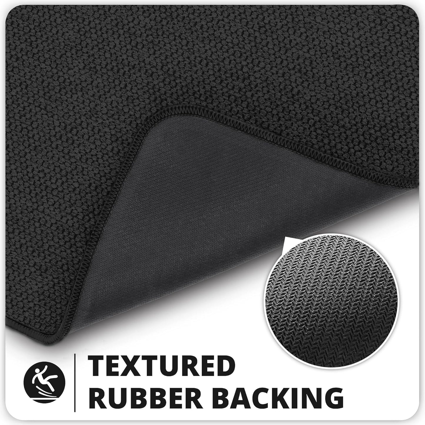 Bath Mat,Ultra Thin Bathroom Runner Rugs,Large Bath Mats for Bathroom,Quick Dry,Non-Slip,Machine Washable,Low Pile,Bath Rug,Shower Outside,Sink,Home Decor Accessories.Black,1'5"x4'11"（17x59inch）