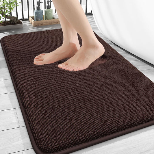 OLANLY Thick Memory Foam Bath Mat Rug 30x20, Extra Soft Absorbent Bathroom Rug, Quick Dry Bath Mats, Non-Slip, Machine Washable Carpet for Bathroom, Tub and Shower, Home Decor Accessories, Brown