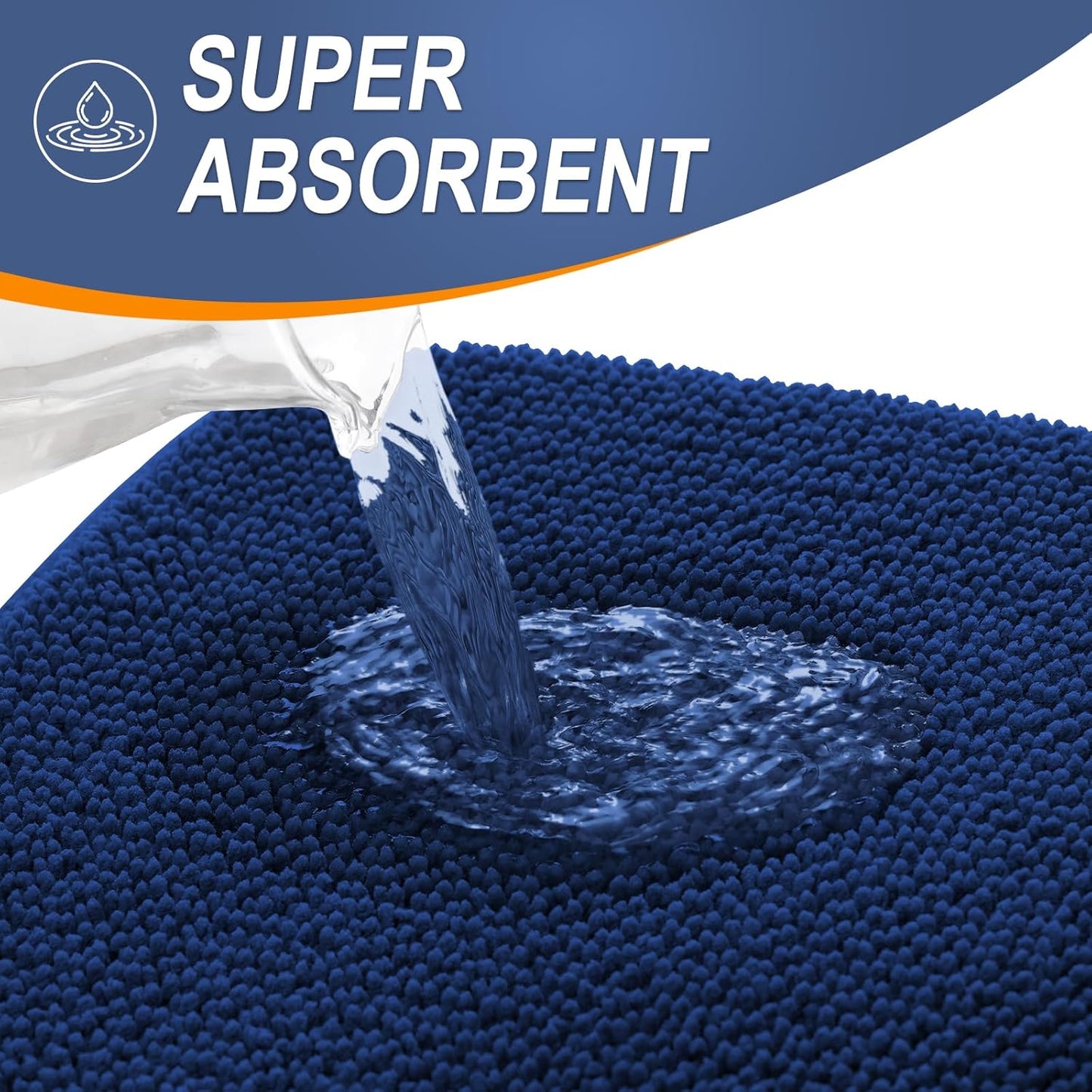 OLANLY Thick Memory Foam Bath Mat Rug 47x20, Extra Soft Absorbent Bathroom Rug, Quick Dry Bath Mats, Non-Slip, Machine Washable Carpet for Bathroom, Tub and Shower, Home Decor Accessories, Navy