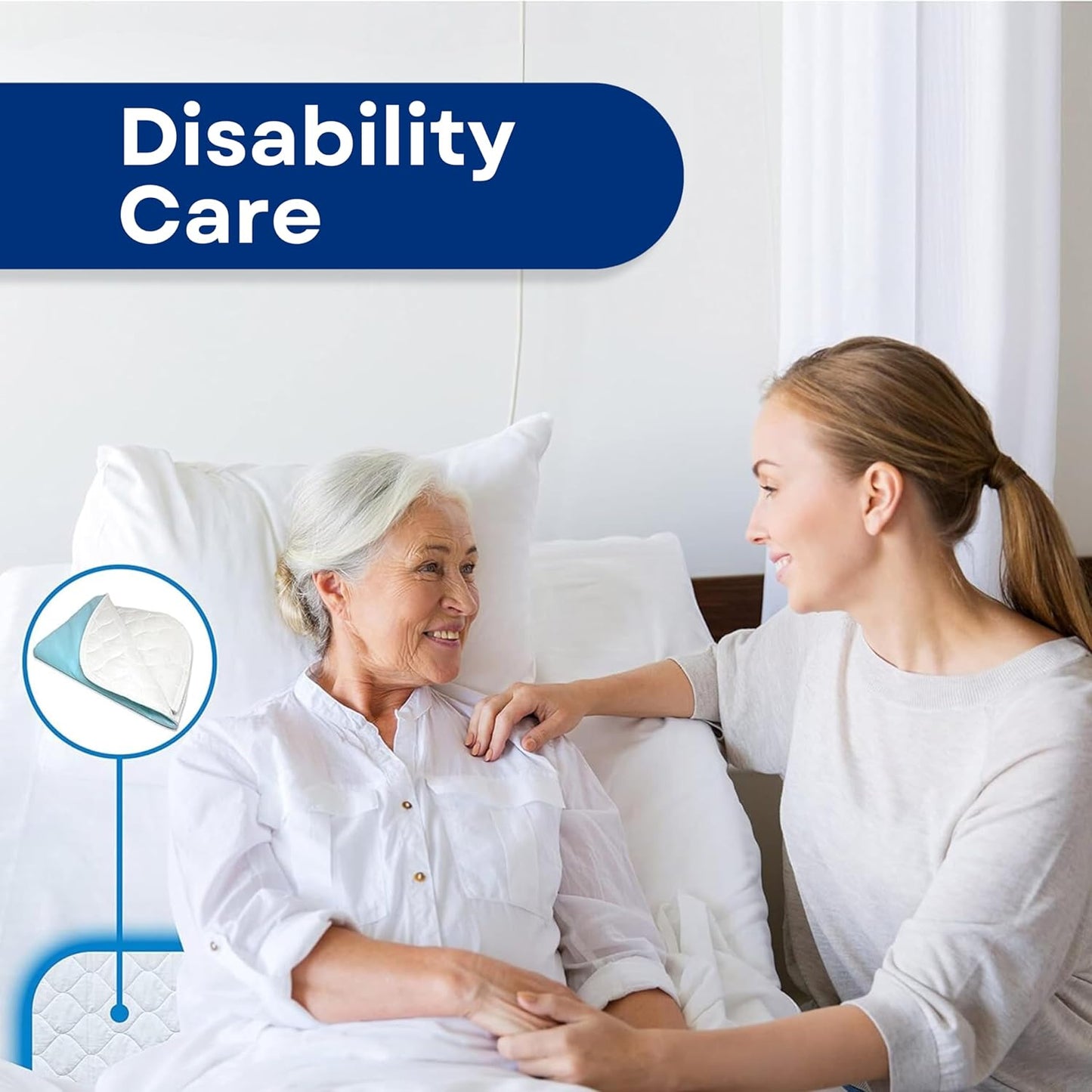 RMS Ultra Soft 4-Layer Washable and Reusable Incontinence Bed Pad - Waterproof Bed Pads, 18"X24" (3 Pack)