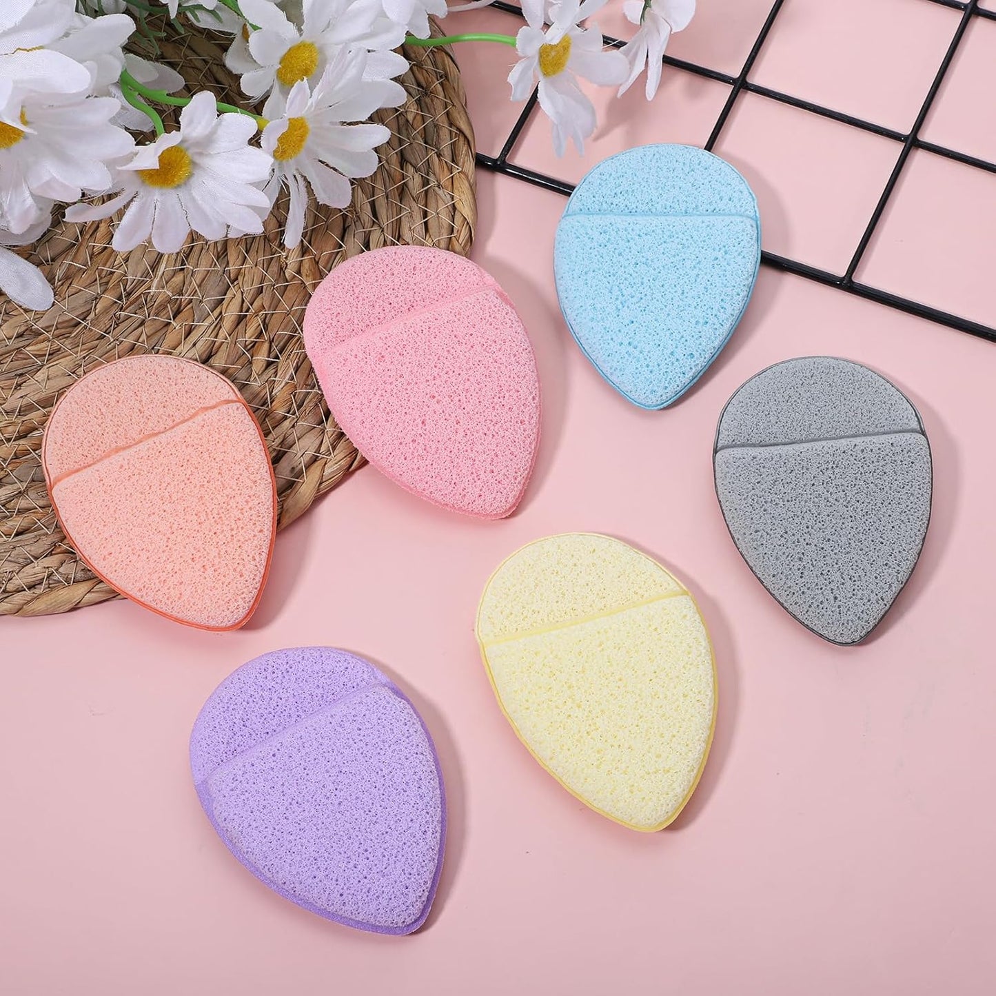 6 PCS Exfoliating Sponge for Face Reusable Facial Cleansing Sponges Makeup Remover Pads Colorful Soft Wash Puff for Daily Cleansing