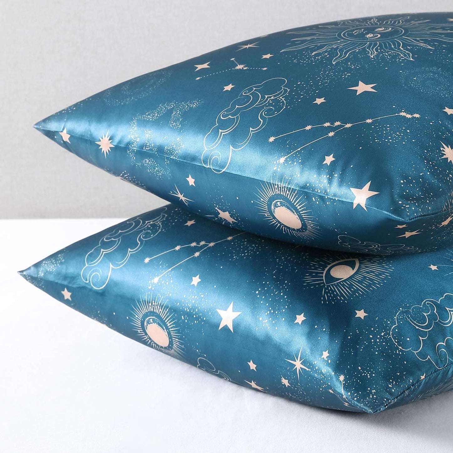 EXQ Home Satin Pillowcase Silky Satin Pillowcase for Hair and Skin,Soft Printed Pillow Cases Queen Size Set of 2 Satin Pillow Case with Envelope Closure Similar to Silk Pillow Cases