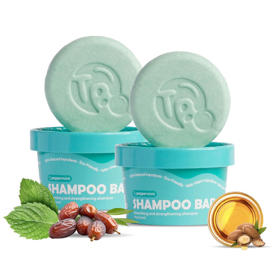 Tree Bottle Castor Oil Shampoo bar with Peppermint Essential Oils + Biotin - For Hair Growth, Strengthening, Thickening & Volumizing - Free of Parabens & Sulfates - Made in USA - 4.5oz (Pack of 2)