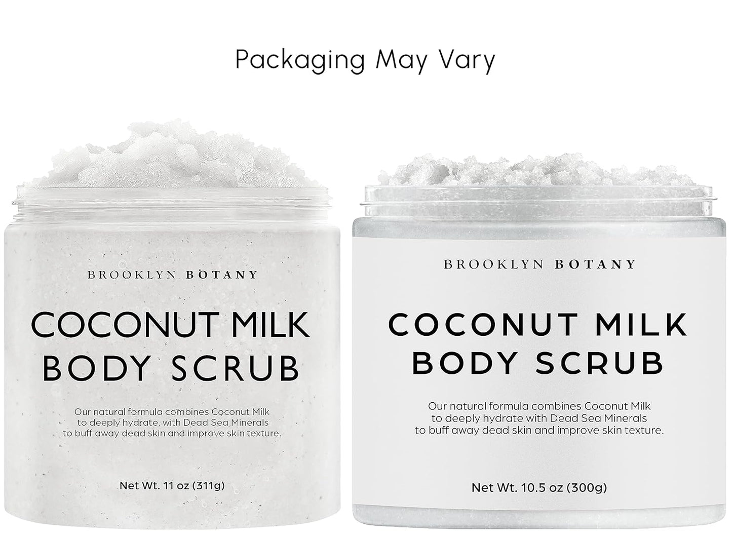 Brooklyn Botany Coconut Milk Body Scrub - Moisturizing and Exfoliating Body, Face, Hand, Foot Scrub - Fights Stretch Marks, Fine Lines, Wrinkles - Great Gifts for Women & Men - 10 oz