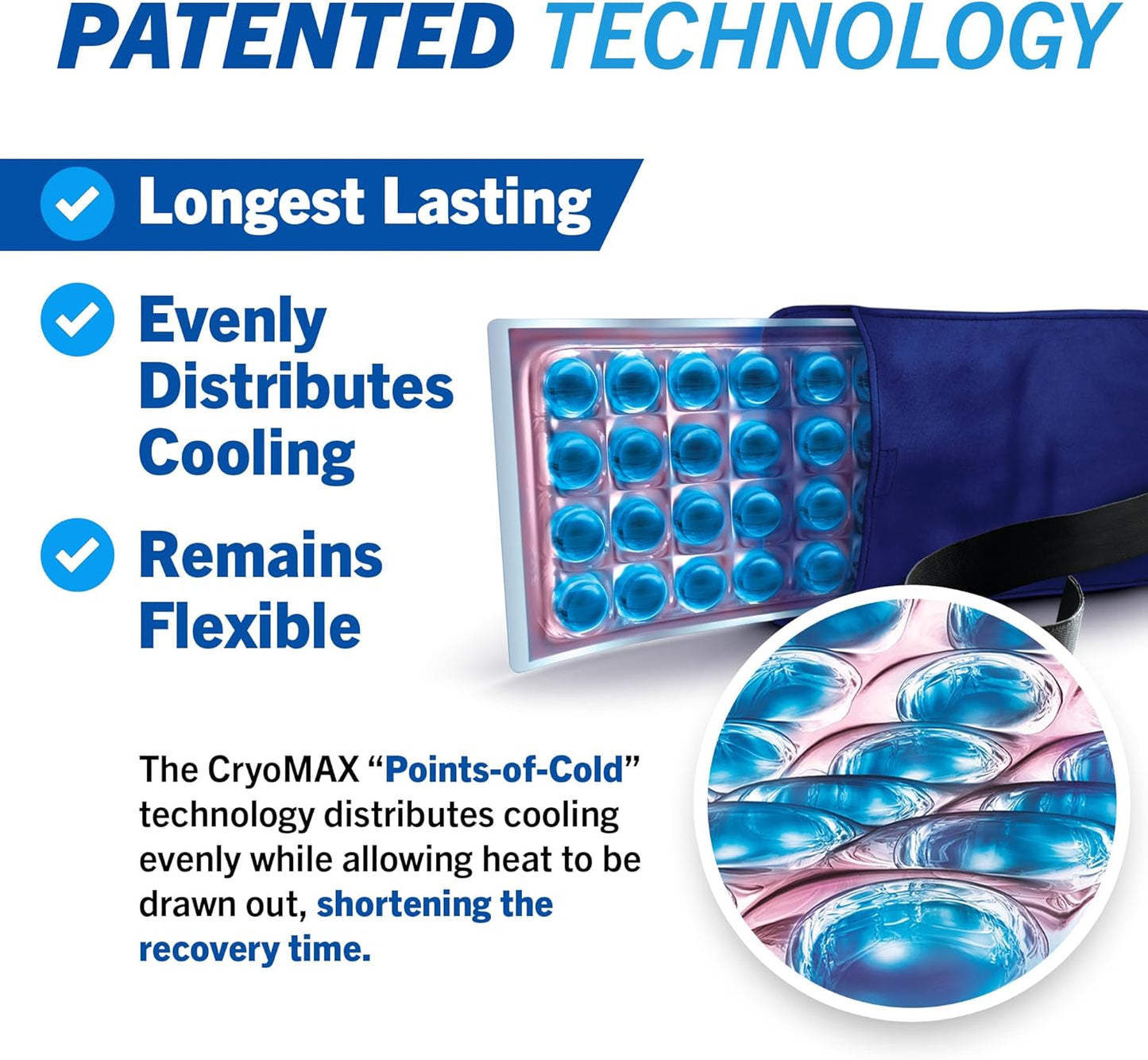 CryoMAX Reusable Cold Pack - 8-Hour Long-Lasting Cold Therapy Ice Pack, Adjustable Wearable Compress Straps, Best for Pain Relief, Injuries, Hip Surgery Swelling, and Migraines - T-Shape (1 Count)