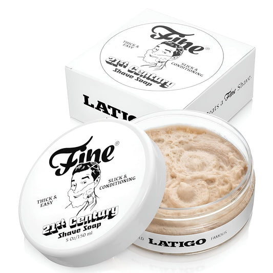 Mr. Fine 21C Men’s Shaving Soap, Builds Thick & Easy Lather, Protects From Razor Burn & Irritation, No Artificial Colors, Made In Italy, 5oz. (150ml), Latigo