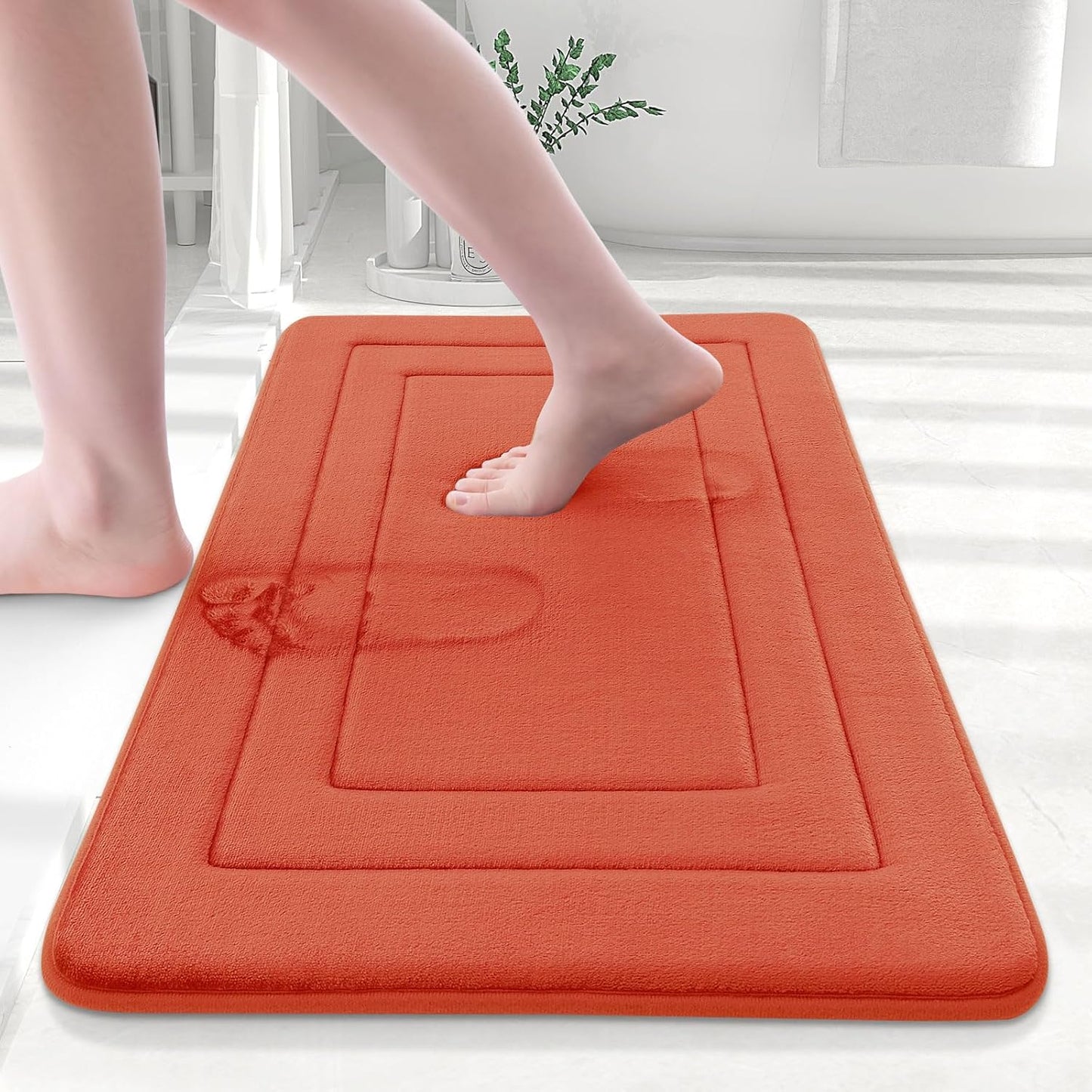 Arotive Memory Foam Bathroom Rug Mat 30x20, Ultra Soft and Absorbent Bath Mat, Machine Wash Dry, Comfortable Bath Rug Carpet for Bathroom Floor, Tub and Shower, Coral