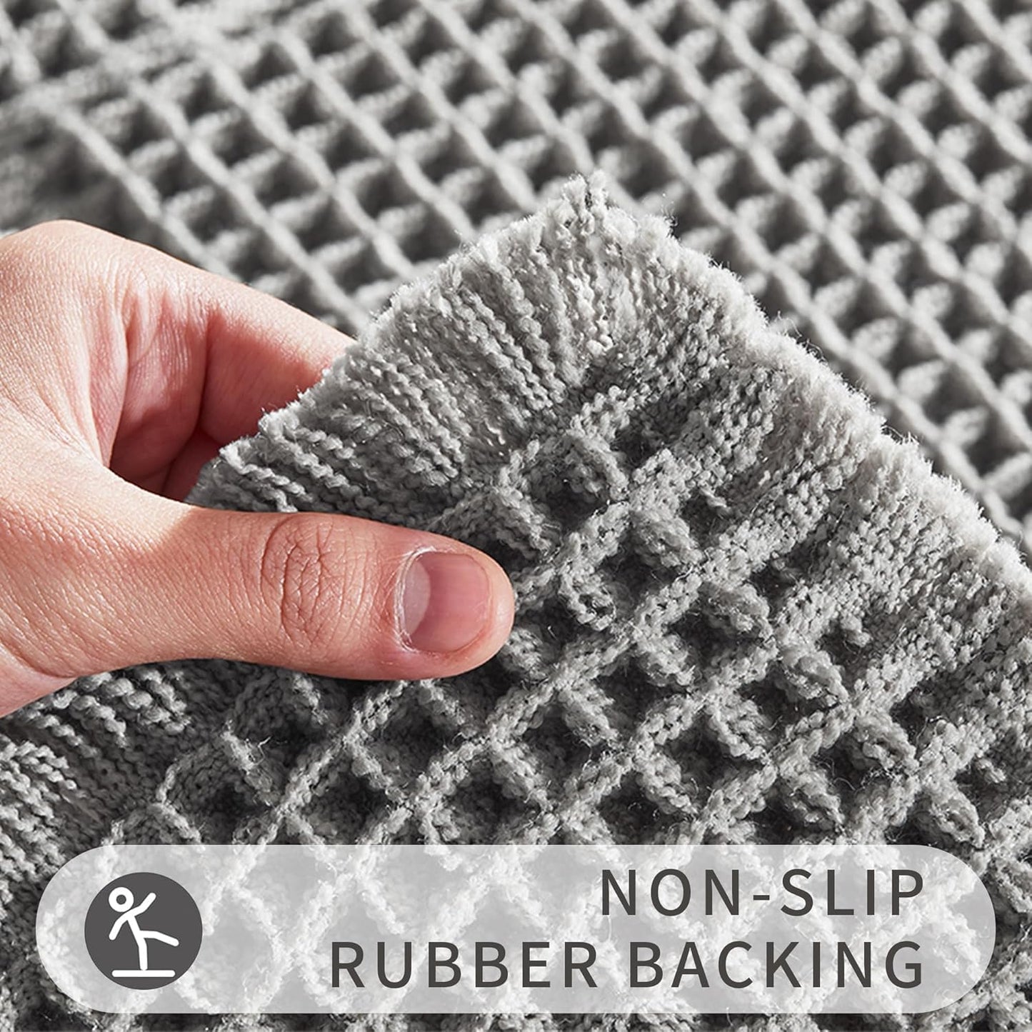 Bath Mats for Bathroom Non Slip,Waffle Luxury Bath Mat,Machine Washable Bath Mat for Shower,Ultra Soft Bathmat,Gray,19"*48"