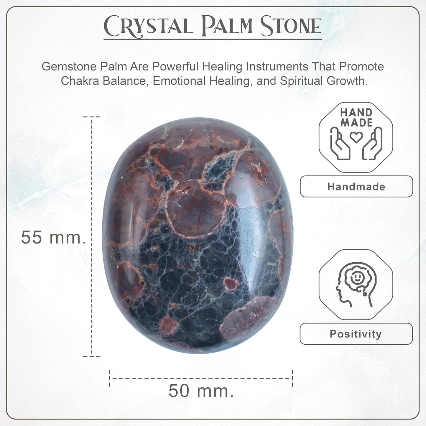 Crocon 50mm Peanut jasper Large Palm Stone 900+ Carats Pocket Worry Stones for Natural Chakra Balancing Reiki Healing Stones and Crystal Healing Spa Energy Crystals gifts for women