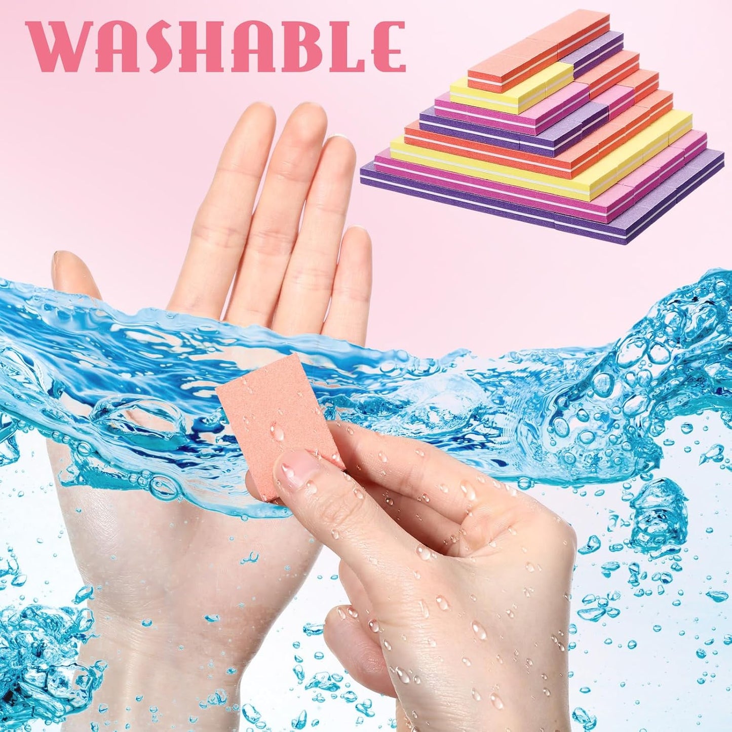 200 Pcs Mini Nail Buffer Blocks Bulk Sponge Double Sided Buffing Sanding Block Manicure Tools Bulk Nail File for Acrylic Nails and Natural Nails (100/180,80/100,180/240,60/100,Multicolor)